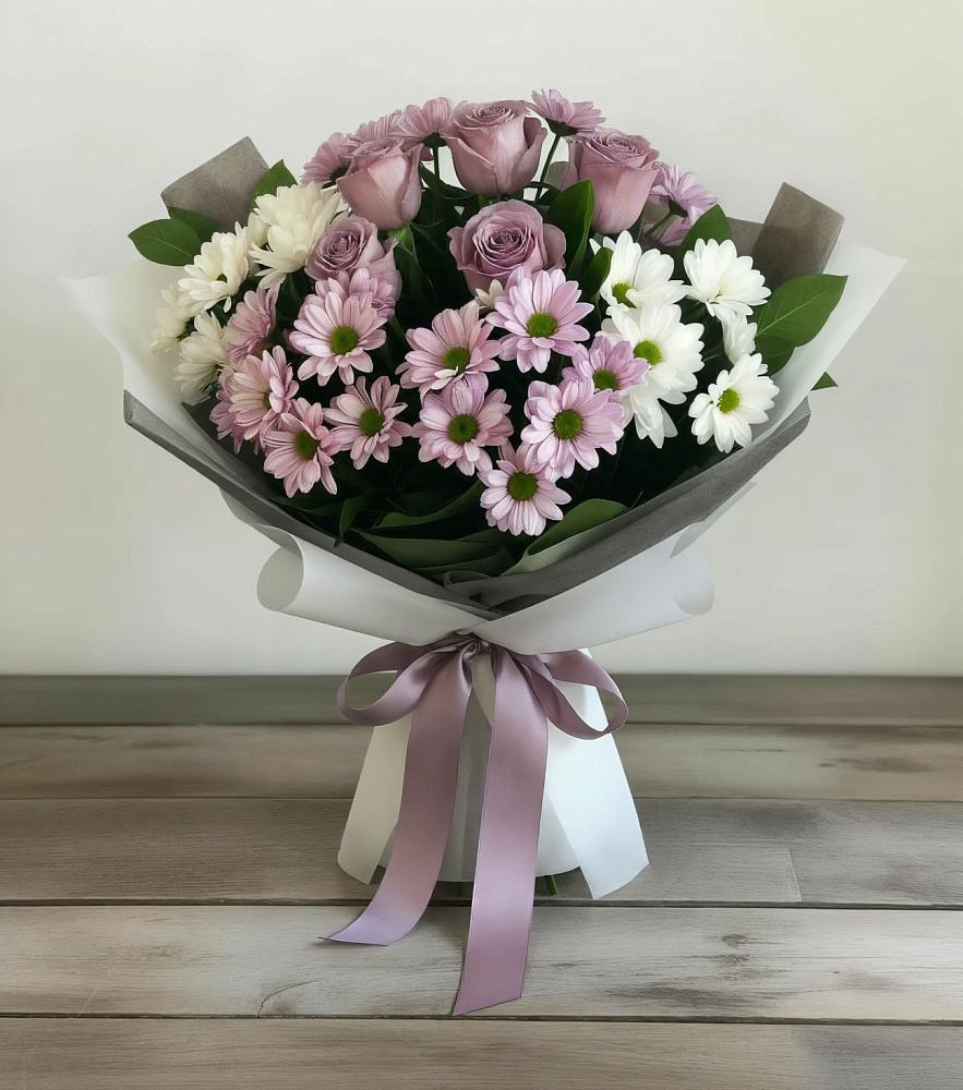 Букет цветов из: Хризантемы и Розы в Двуреченске