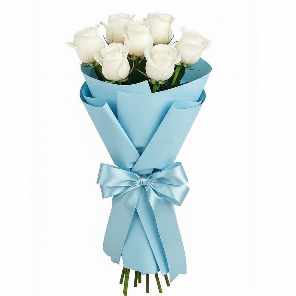 Букет 7 белых роз Проуд в Двуреченске
