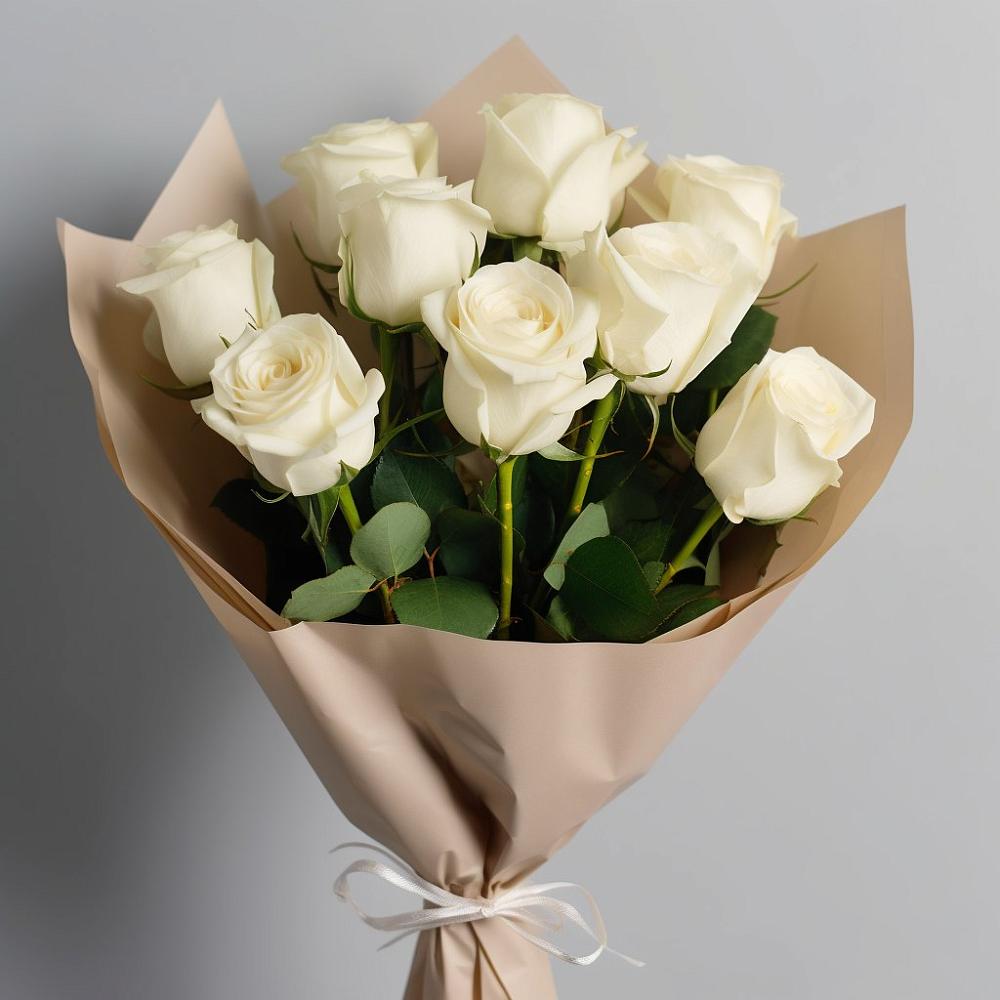 Букет 9 Белых роз Эдлесс Лав в Двуреченске