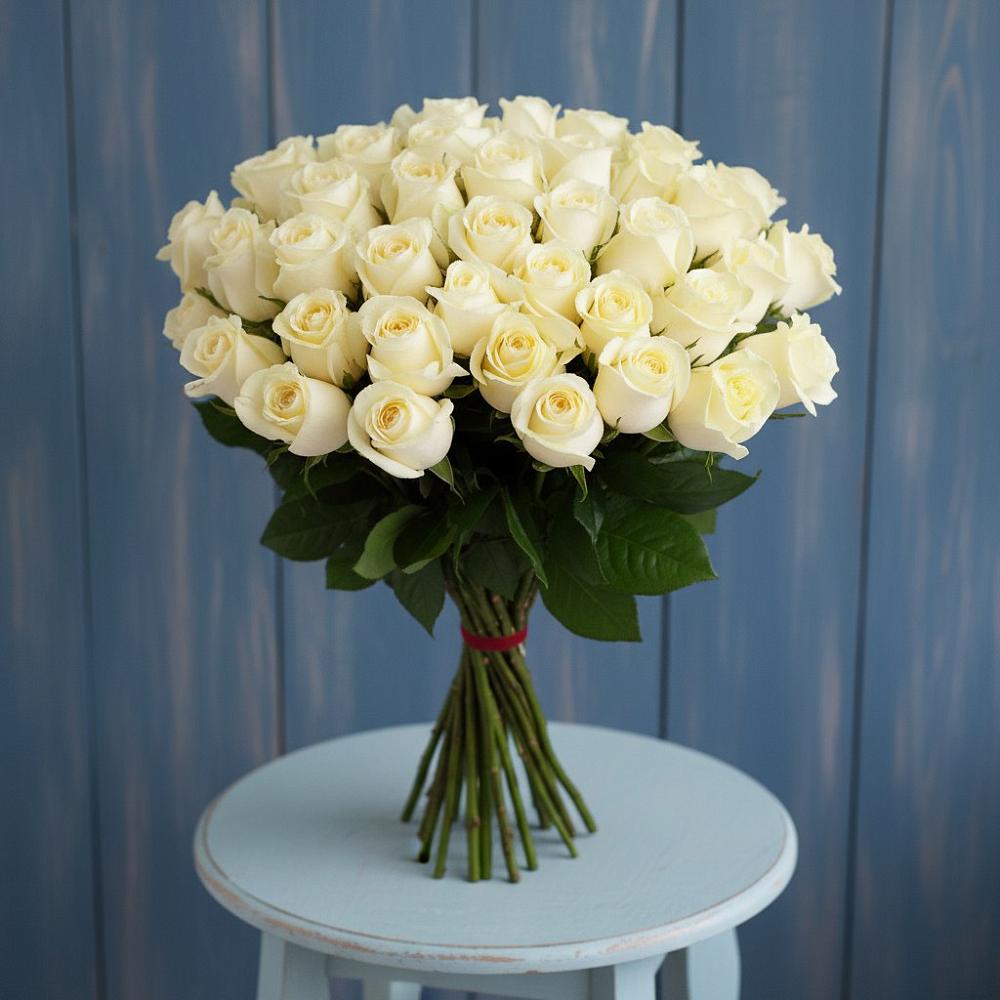 Букет 51 Белая роза Эдлесс Лав в Двуреченске