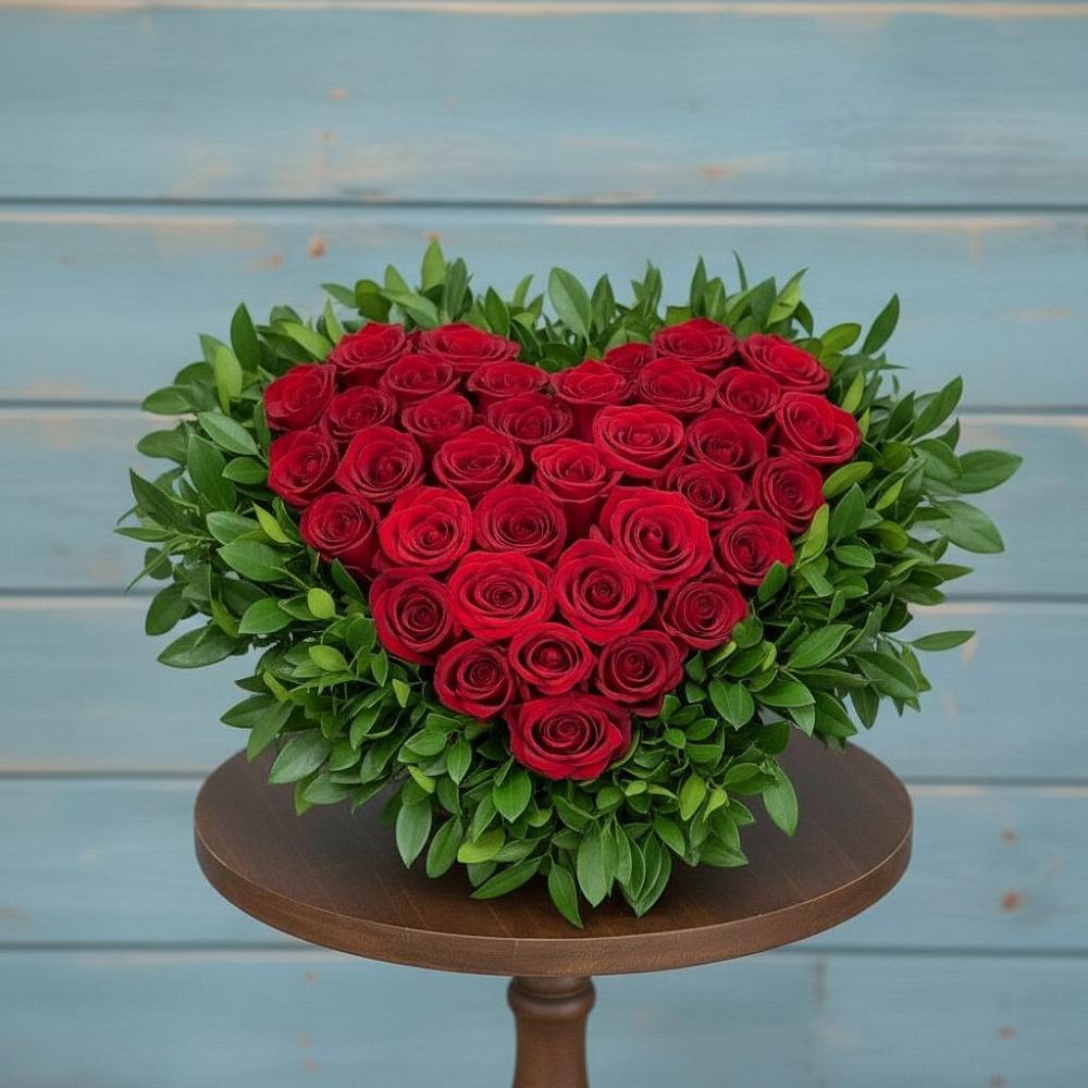 Цветочная композиция из Розы в виде сердца в Двуреченске