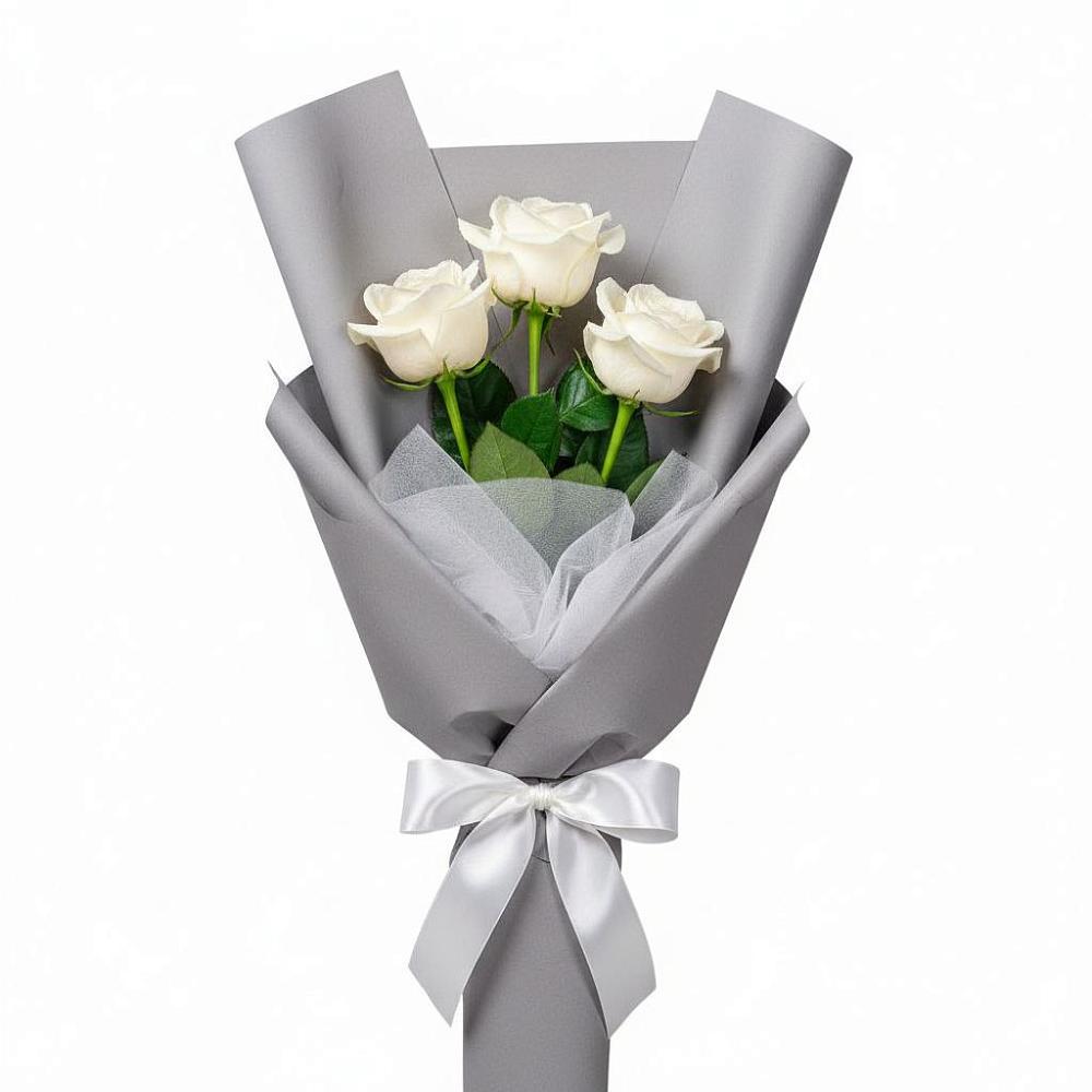 Букет 3 белые розы в Двуреченске