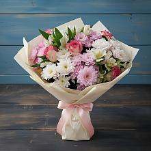 Букет цветов из:  Хризантемы, Альстромерии и Розы в Двуреченске