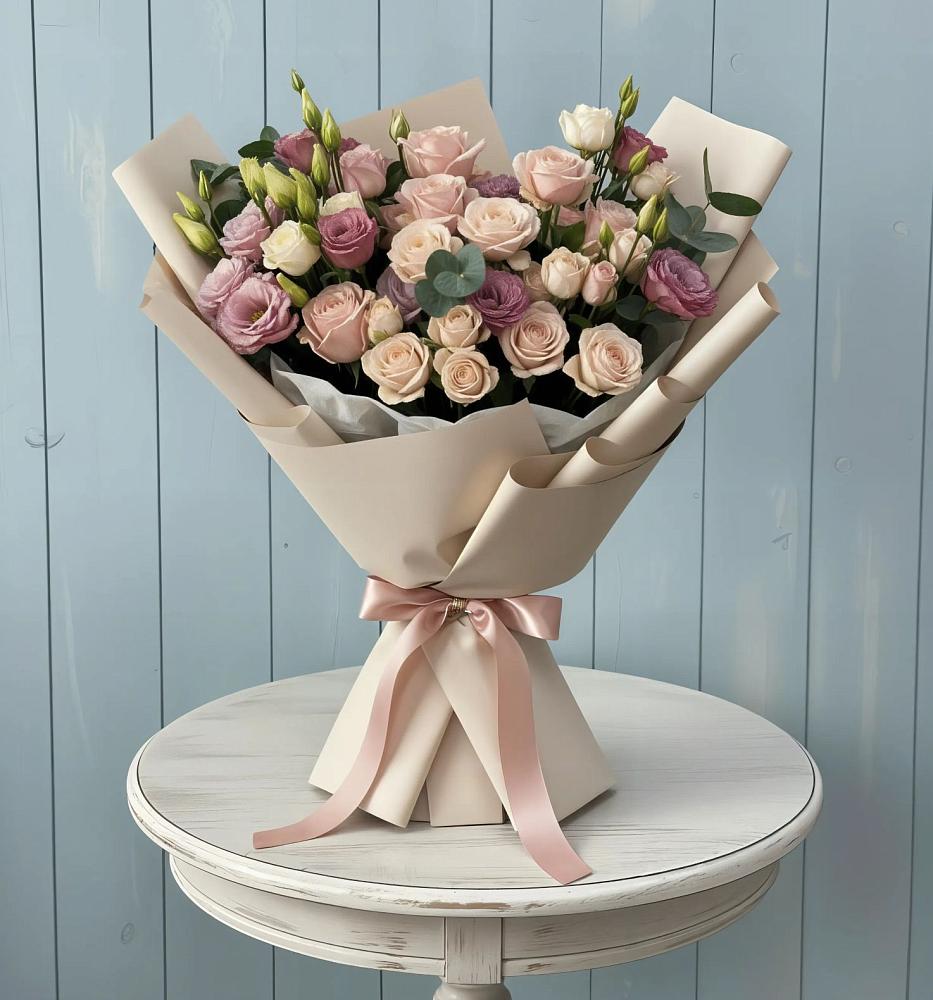 Букет цветов из: Розы и Лизиантусы в Двуреченске