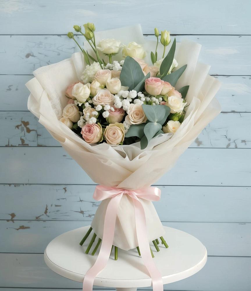 Букет цветов из: Розы и Лизиантусы в Двуреченске