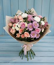 Букет цветов из:  Хризантемы, Розы и Альстромерии в Двуреченске