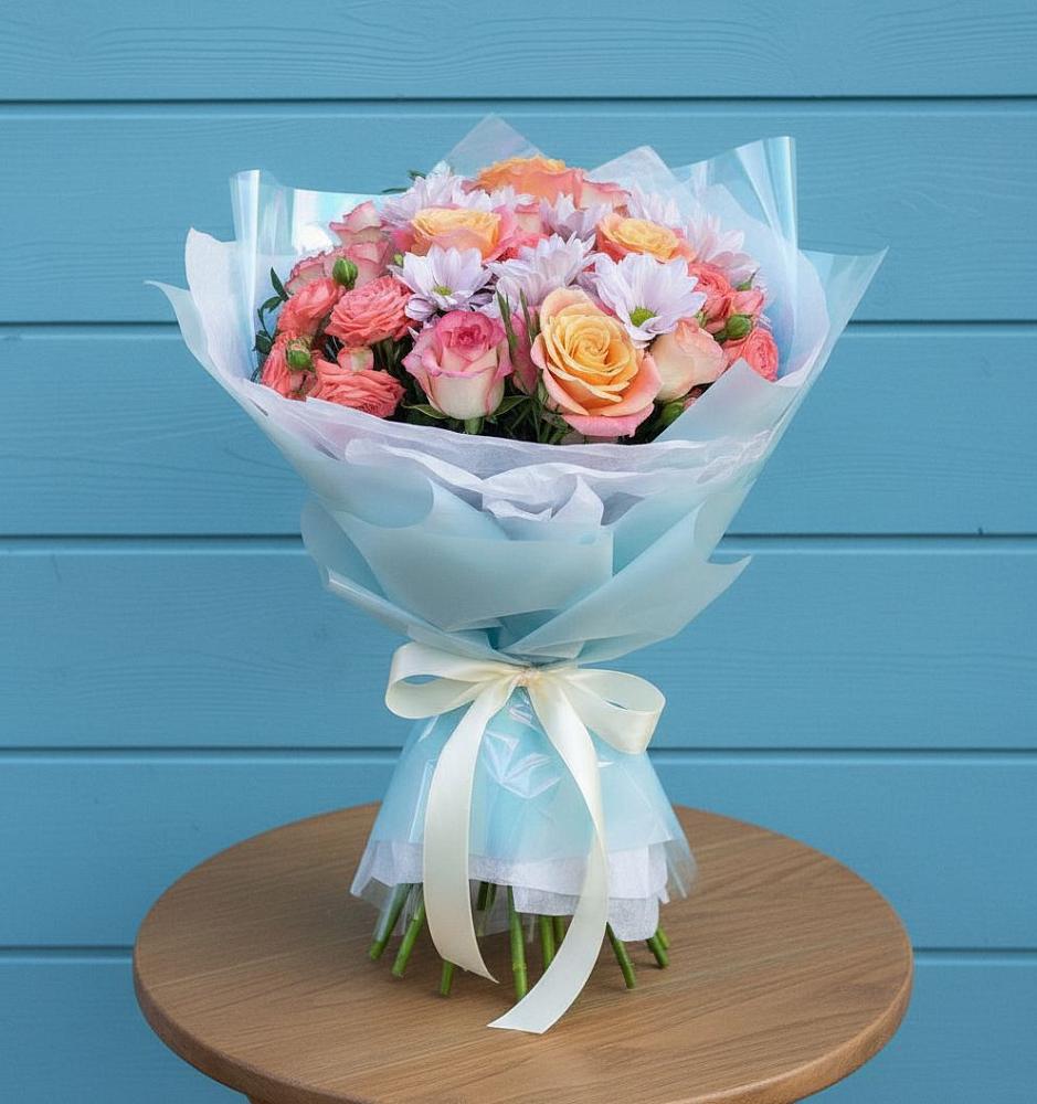 Букет цветов из: Хризантемы и Розы в Двуреченске