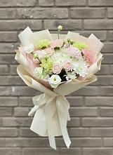 Букет цветов из:  Гвоздики, Розы, Лизиантусы и Хризантемы в Двуреченске