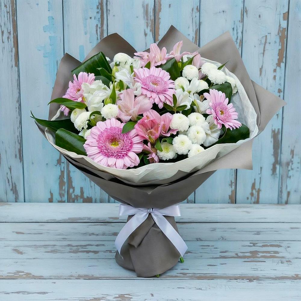 Букет цветов из: Герберы, Альстромерии и Хризантемы в Двуреченске