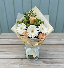 Букет цветов из:  Герберы, Розы и Хризантемы в Двуреченске