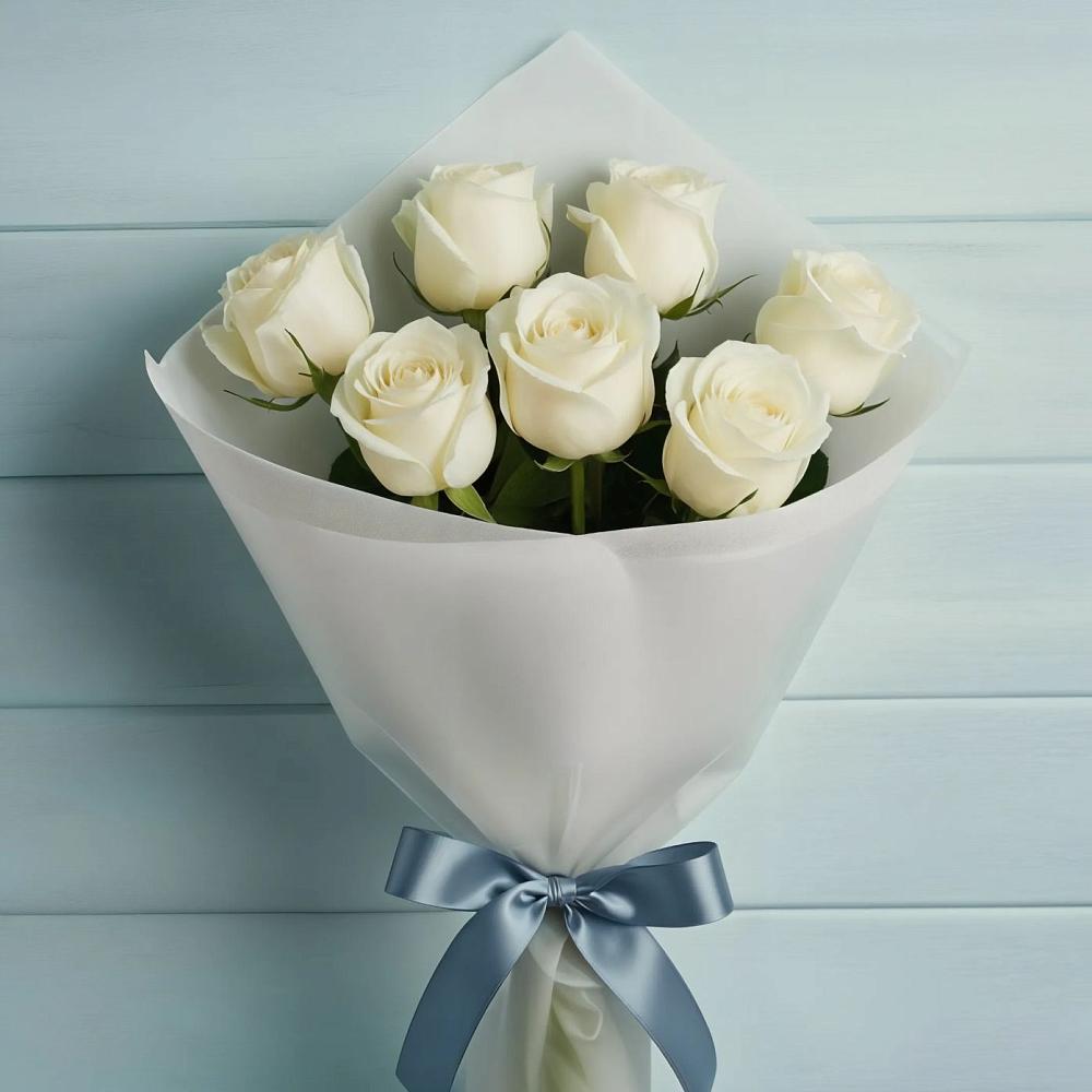 Букет 7 Белых роз Эдлесс Лав в Двуреченске